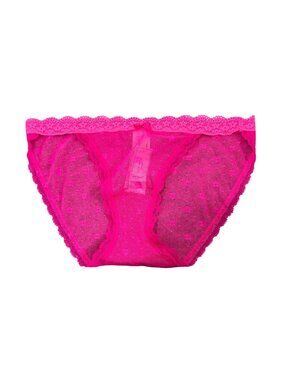 Gilly Hicks Down Undies Bikini Panties Hot Pink Stretch Lace Sexy Size Medium
